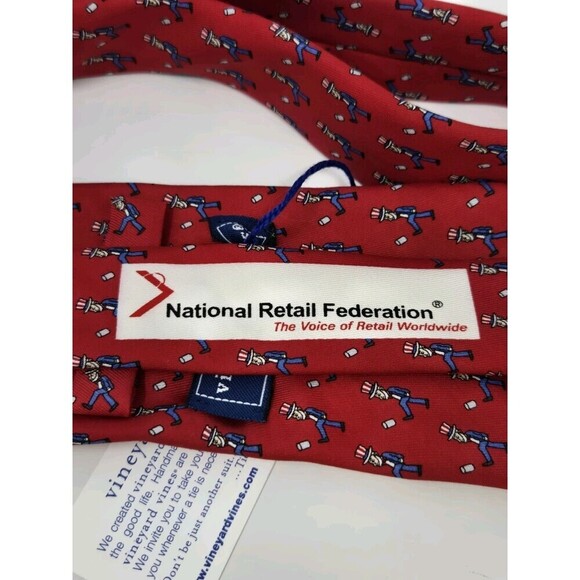 NWT VINEYARD VINES CUSTOM COLLECTION UNCLE SAM RED SILK NECKTIE MENSWEAR TIE - Picture 8 of 12